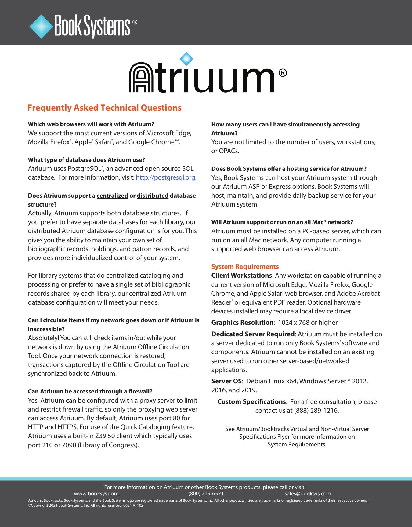 Atriuum FAQs brochure