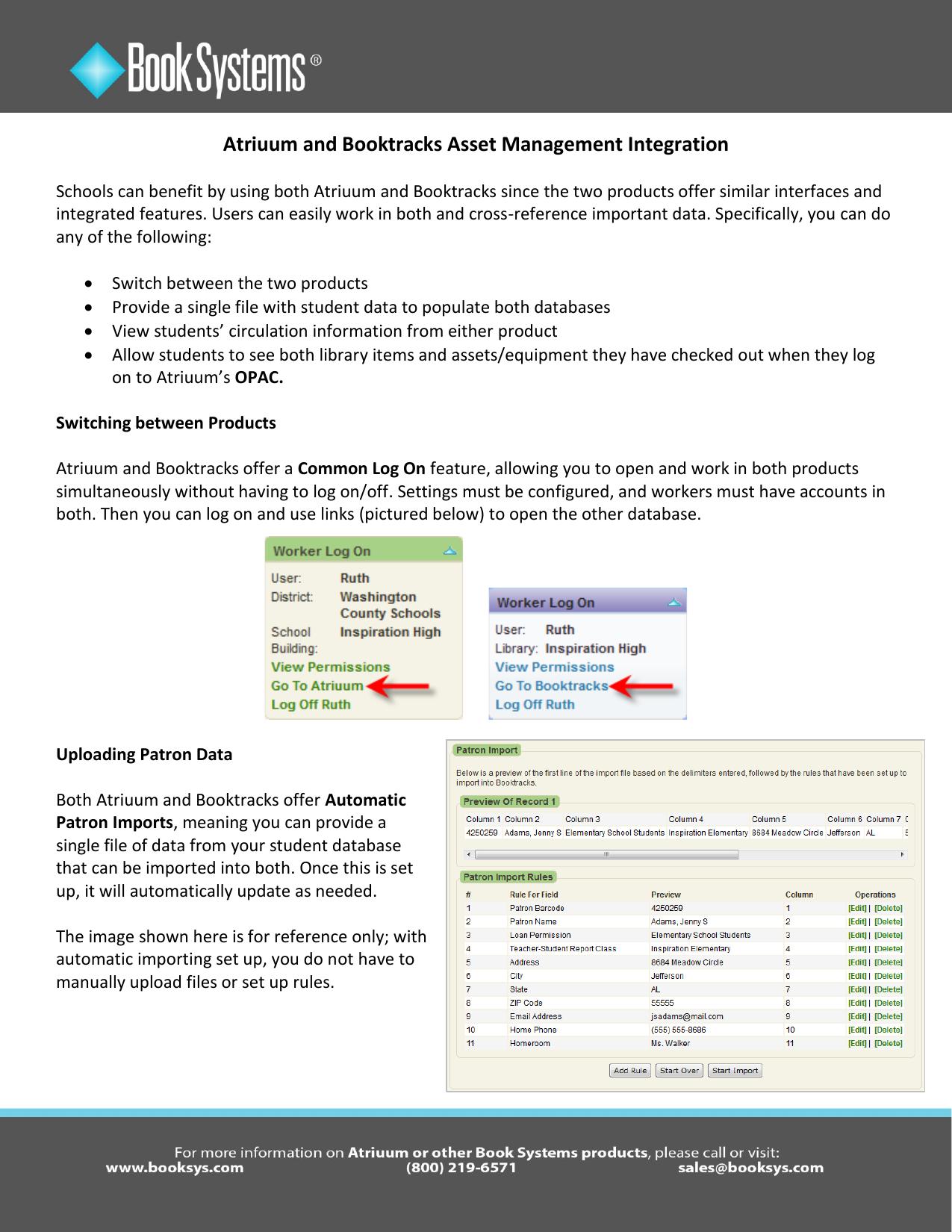 Booktracks Integration with Atriuum brochure